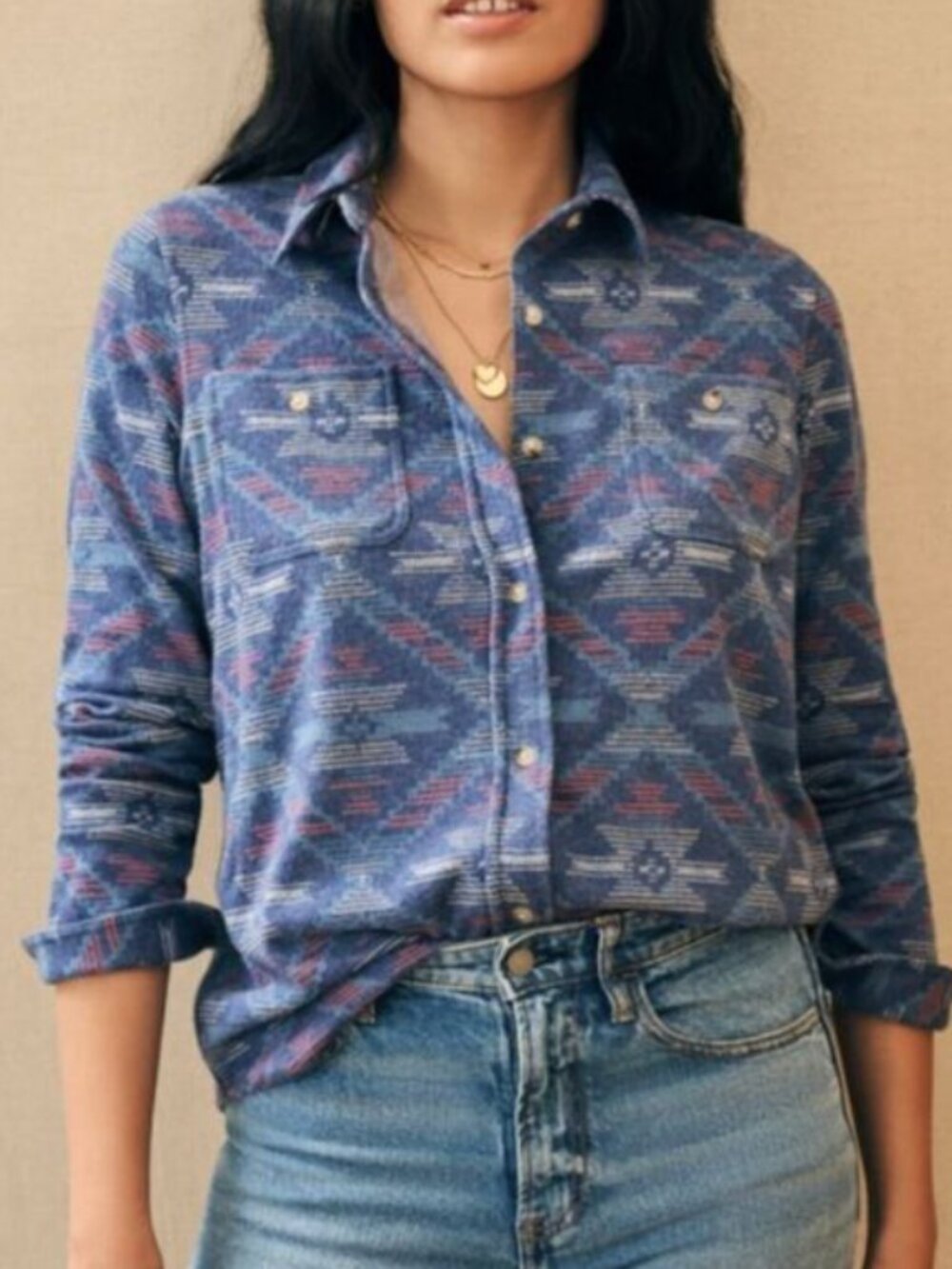 FAHERTY Legend Sweater In Western Jewel Sky Womens Size Medium